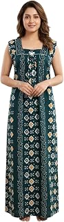 Fabimi Women's 100% Cotton Sleeveless Nighty - XL Long Nightgown | Breathable Summer Sleepwear & Maxi Loungewear (Chest 4... Price In India