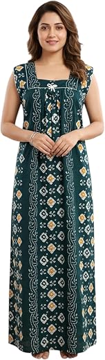 Fabimi Women's 100% Cotton Sleeveless Nighty - XL Long Nightgown | Breathable Summer Sleepwear &amp; Maxi Loungewear (Chest 4...