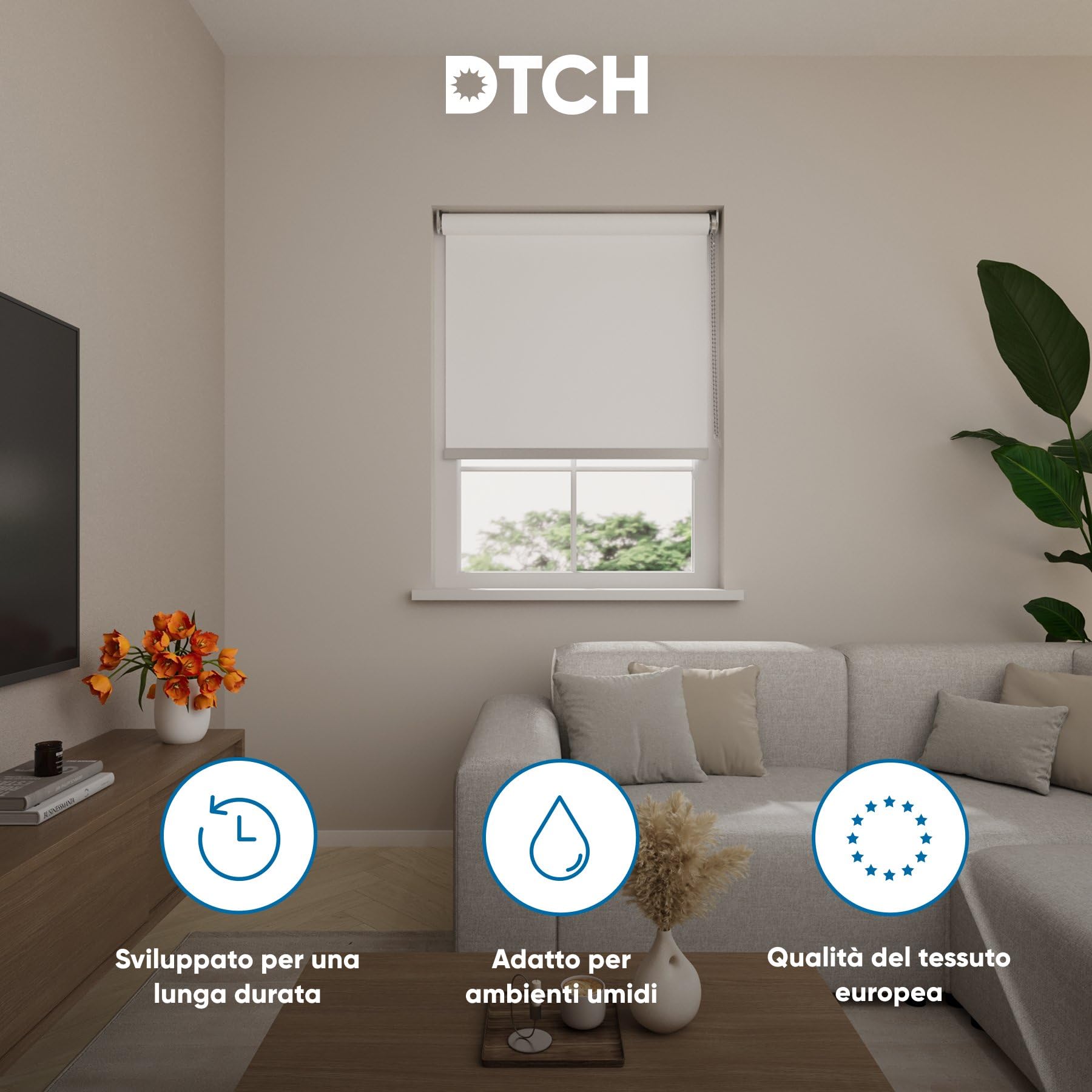 DTCH® Tenda a rullo oscurate senza fori 150 x 190 cm (LxA) Bianco, Misure da 40 a 240 cm di larghezza, tende a rullo per finestre senza forare, Tenda oscurante