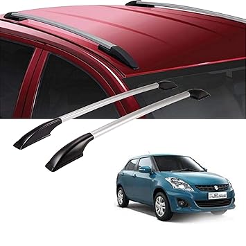 Semaphore (Black & Chrome) Stylish Drill Free Roof Rails for Maruti Suzuki Swift Dzire Old