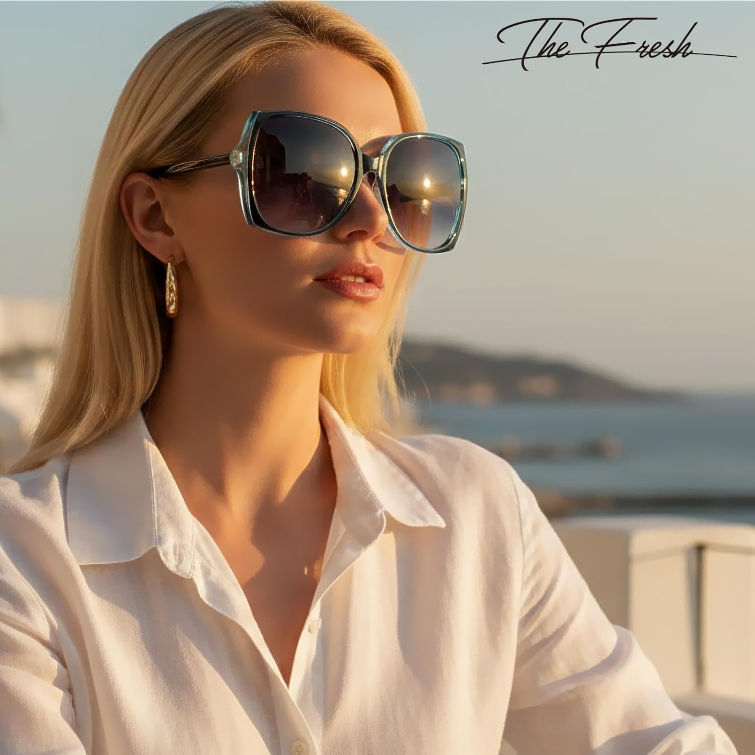 The Fresh Women's Oversized Square Jackie O Cat Eye Hybrid Butterfly Fashion Sunglasses - Exquisite Packaging - Image 5