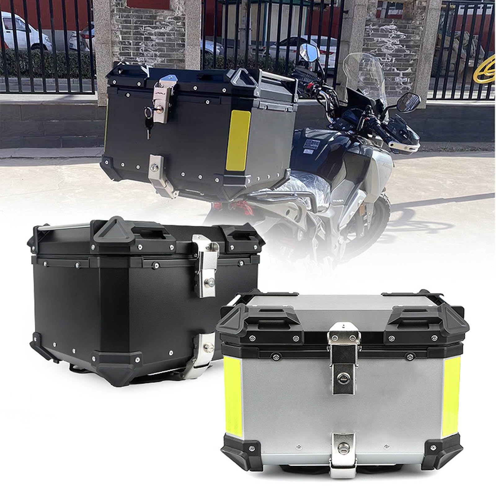 Top case moto 65L pour sécuriser vos deux casques contre le vol et la pluie en scooter