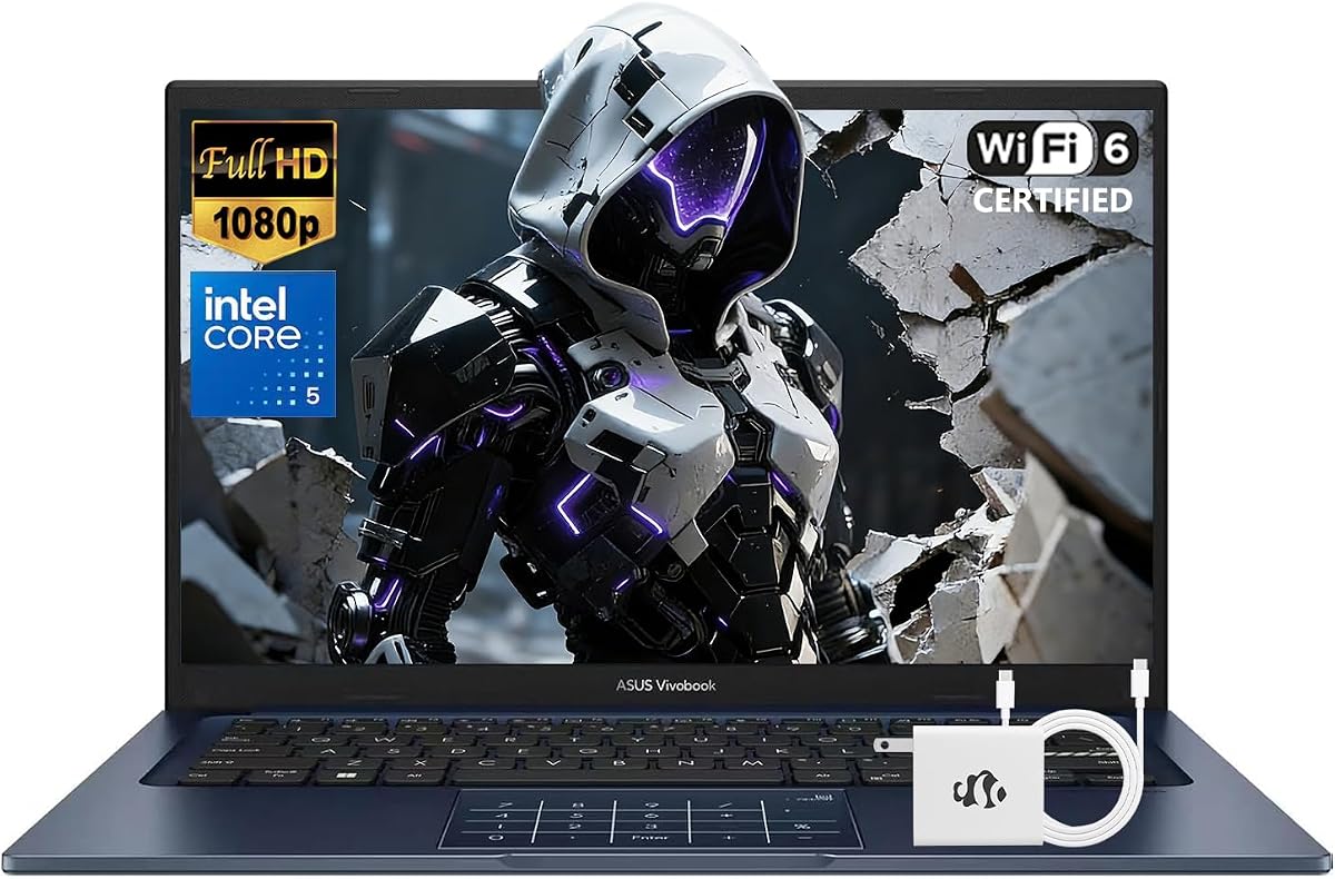 ASUS Vivobook Computadora portátil empresarial de 14 pulgadas, Intel 10-Core 5 120U (Beat i7-1335U, hasta 5 GHz), 16 GB de RAM 256 GB SSD, computadora portátil para estudiantes universitarios que estudian en casa con pantalla FHD IPS, cámara web de privacidad, Wi-Fi 6, Win 11