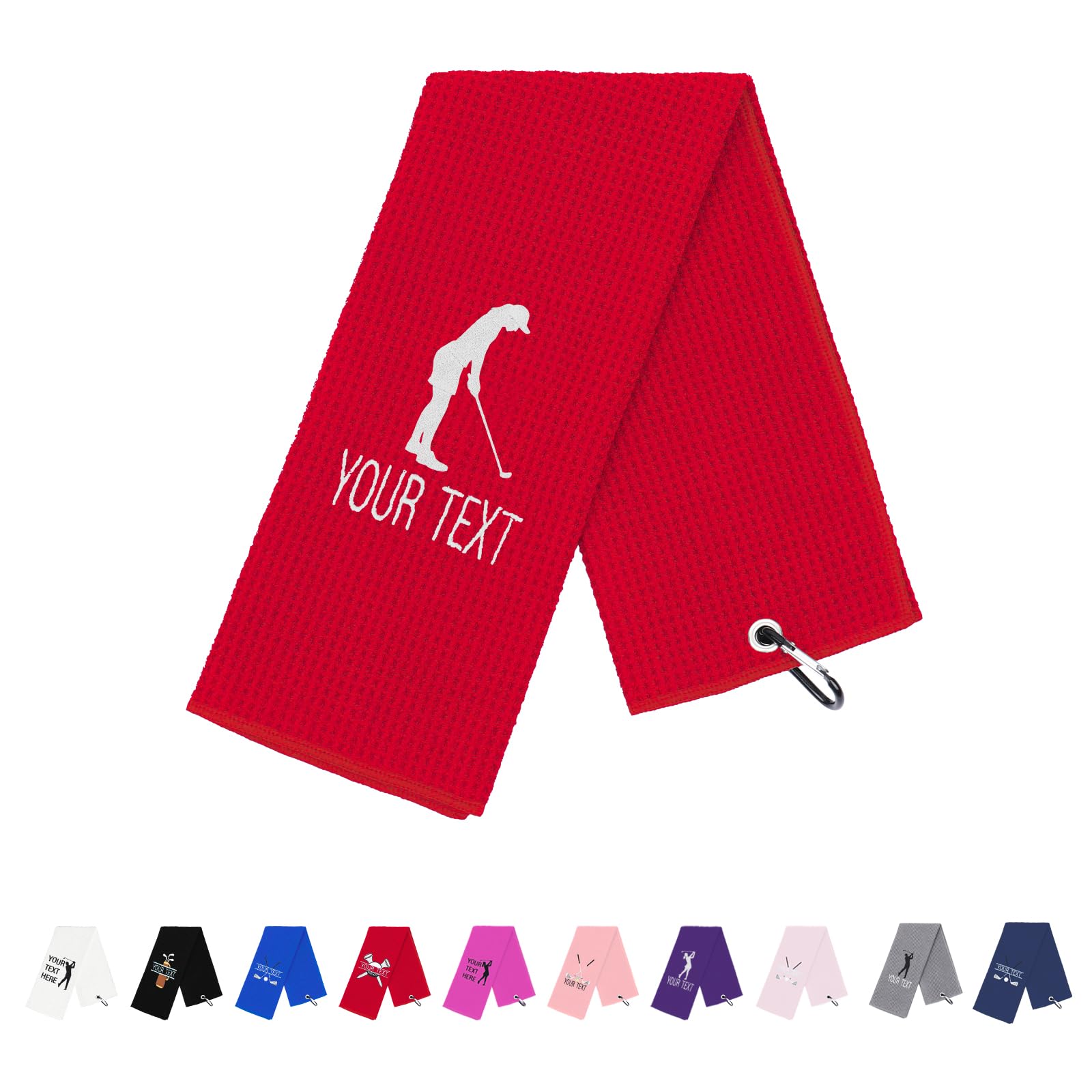 NGTSFLY Personalised Embroidered Golf Towels Funny Golf Towel Gifts for Women Men Red Golf Ball Towel for Golf Bag with Clip Waffle Weave