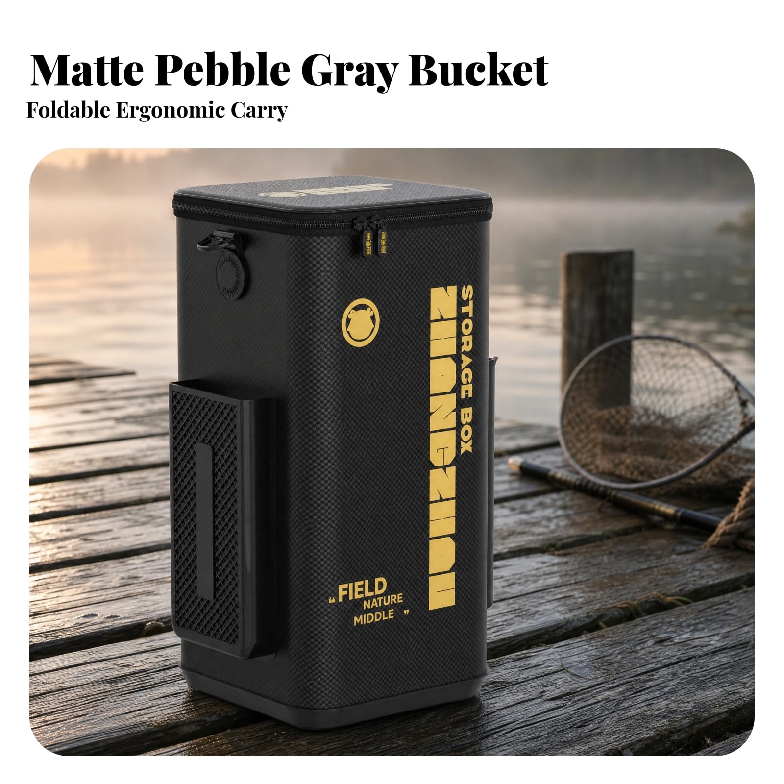Secchio da Pesca con Coperchio con Chiusura Portatile Secchio da Pesca Scomparti Laterali Pratico per Pescatori