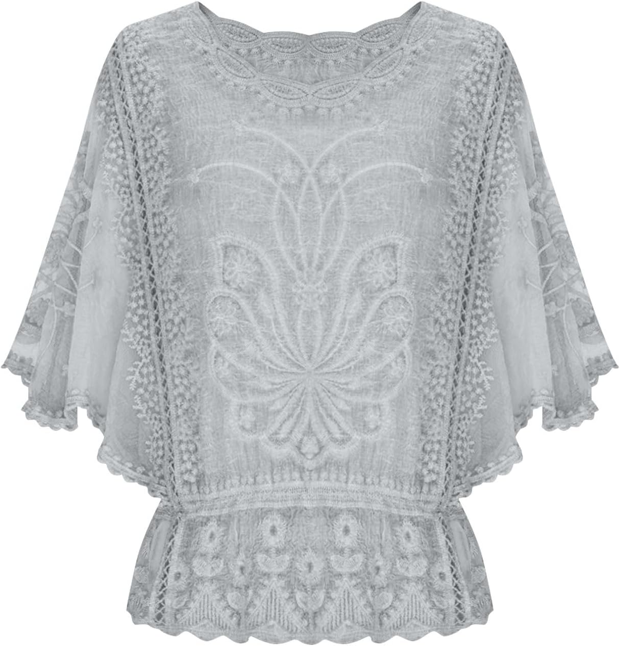 Loose Fit T Shirt for Women Summer Fall Long Short Elbow Length Sleeve Vneck Lace Chiffon Tops T Shirt Women 2026 - Image 6