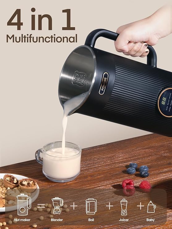 FOHERE 35oz Nut Milk Maker Machine - Automatic Plant-Based Milk Maker for Homemade Almond, Oat, Soy & Vegan Milk | 8-in-1 Dairy-Free Beverage Maker with 12H Smart Timer & Self-Cleaning