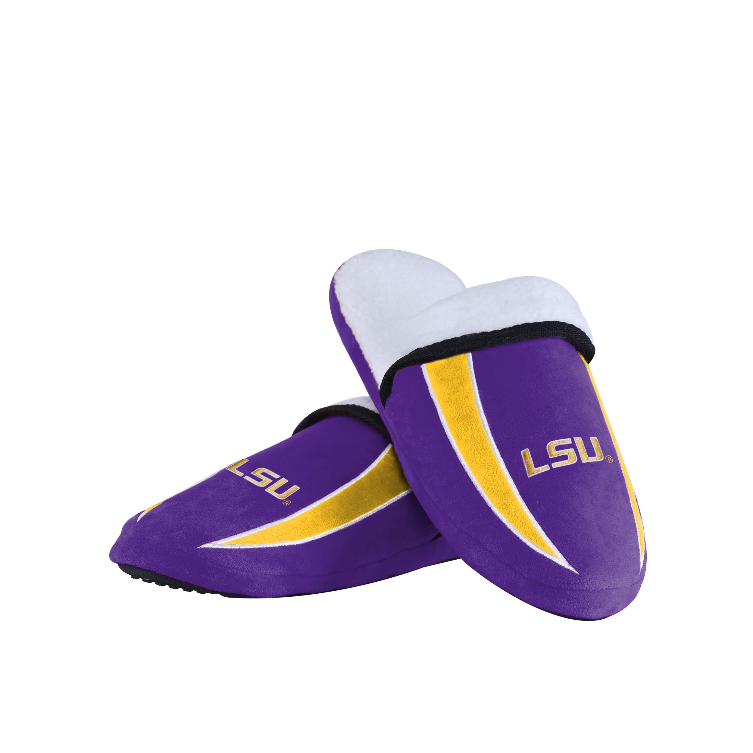 FOCO Men's College Logo LSU Tigers NCAA Sherpa Slide Slippers-XL, Team Color, 13-14