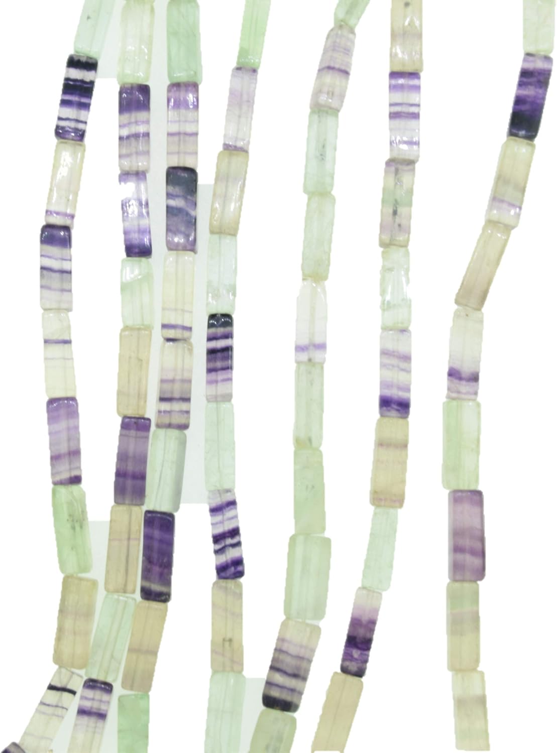 Natural Fluorite Plain Rectangular Tube Shape Gemstone Beads for Jewelry Making, Jewelry Supplies, Fluorite Beads 5x13 mm Size, 1 Strand Each of 16" Length