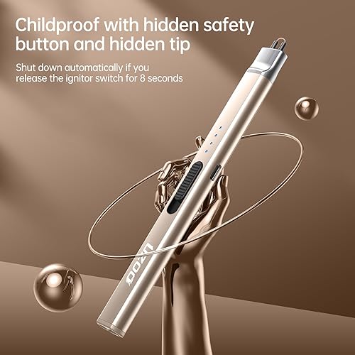 Miniatura 10 de Encendedor de velas encendedor eléctrico USB mejorado encendedor de arco eléctrico recargable con pantalla LED cuello flexible de 360 sin llama