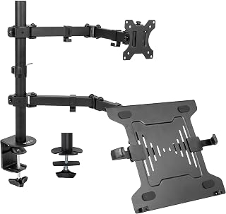 VIVO Full Motion Monitor and Laptop Desk Mount Articulating Double Center Arm Joint VESA Stand, Fits up to 32 inch Screen, STAND-V102C