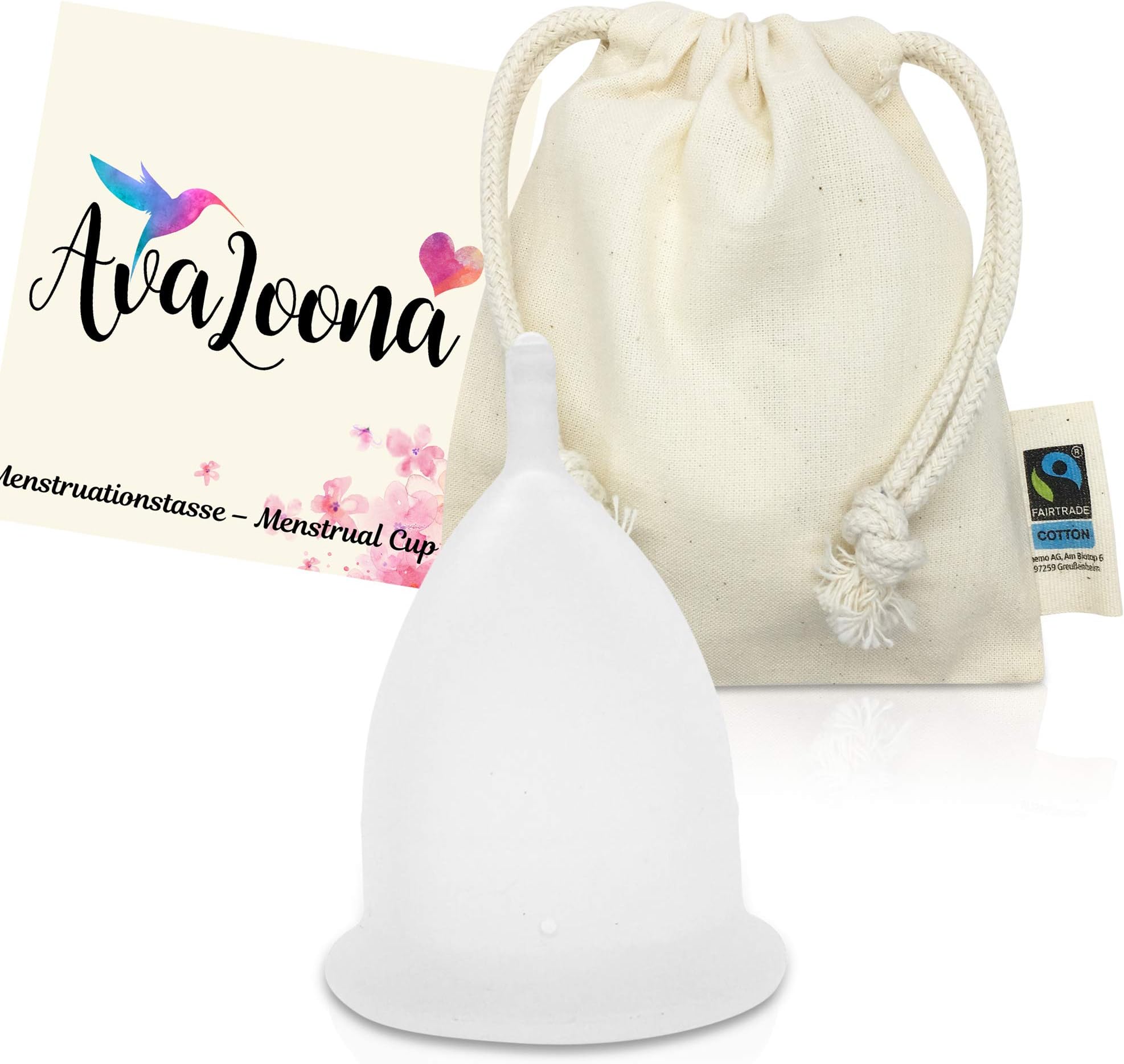 AvaLoona Menstrual Cup Made of Medical Silicone - Including Bag (Small, White)