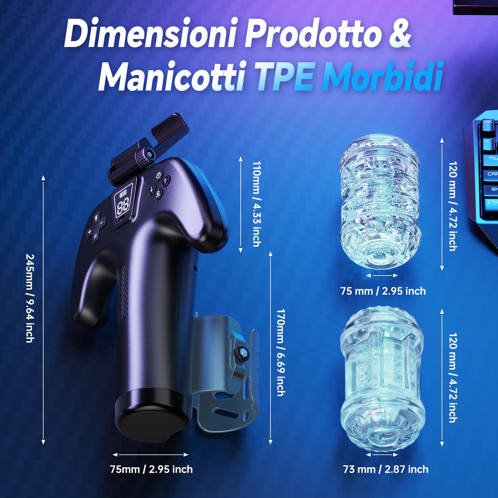 Masturbatore Uomo Masturbatore Maschile Sex Toys - Masturvatore per Uomo con Supporto per Telefono e Pulsanti di Controllo su Entrambi i Lati, 5 Modalità di Spinta & 1-10 cm, Sexytoysys Coppia Sex Toy