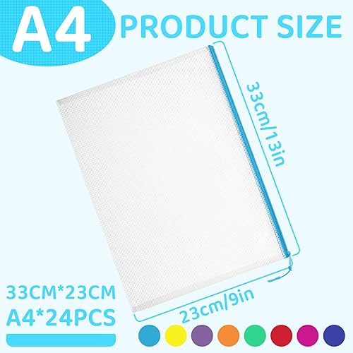 Miniatura 2 de 24 bolsas de malla con cremallera para archivos, bolsas de almacenamiento de rompecabezas, tamaño A4 de 13 x 9 pulgadas, grandes bolsas