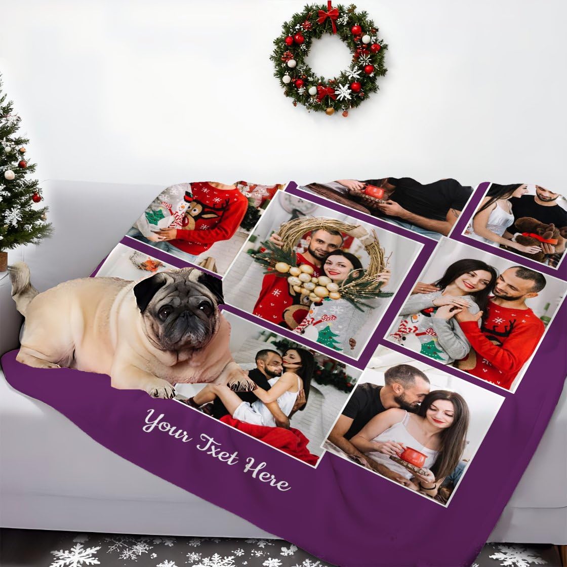 Manta familiar personalizada con 9 fotos/texto, manta personalizada para amigos, Navidad, Halloween, cumpleaños, boda, día de San Valentín, regalos personalizados para mujeres y hombres