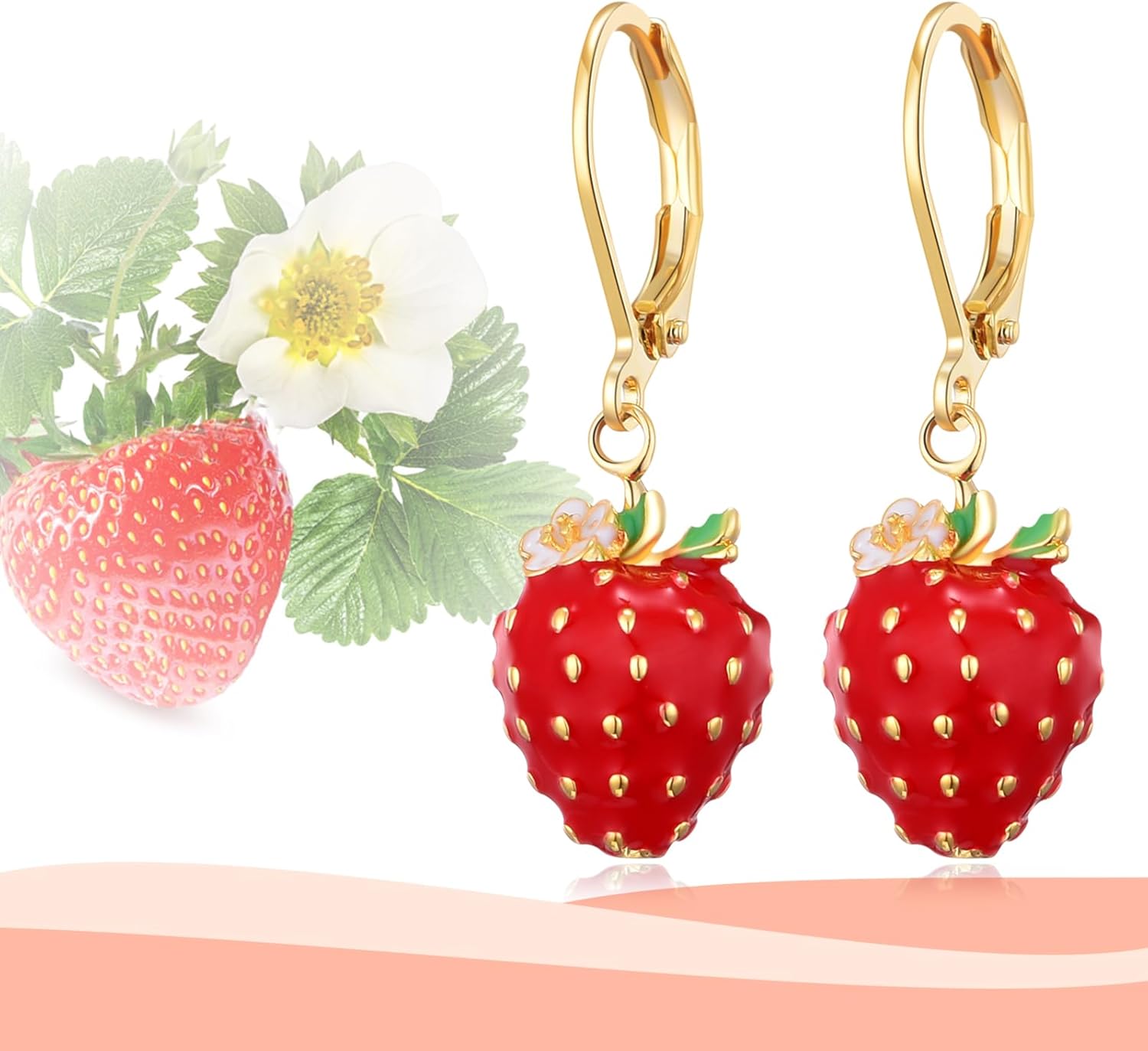 Strawberry/Cherry Earrings for Women Cute Fruit Leverback Dangle Drop Earrings Jewelry for Women - Image 6