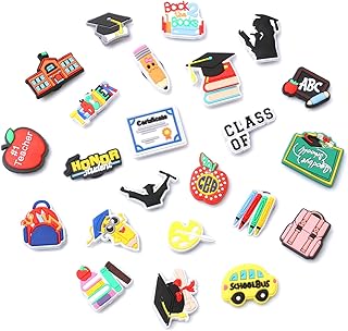 23pcs Shoe Charms for Crocs Unisex-Adult Crocband Clog, Different Shape Graduation Style PVC Clog Charms Pins, Men's and Women's Shoe Decoration Charms for Sandals