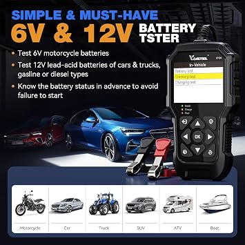 VDIAGTOOL BT300 Car Battery Tester 6V 12V with V500 Auto Intelligent Power Circuit Probe Tester Kit