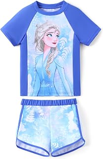 Disney Toddler Girls Two Piece UPF 50+ Swimsuit Rashguard Sets Bathing Suit