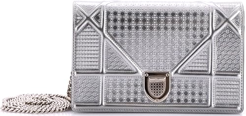 Pre-Loved Diorama Wallet on Chain, Silver