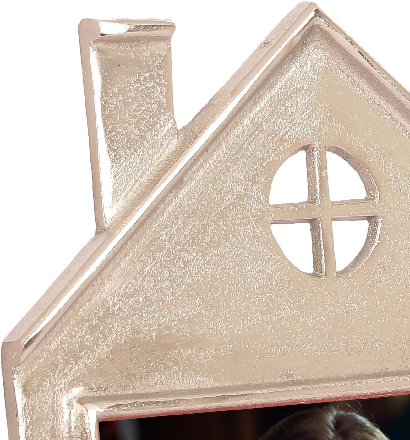 AHC HOME & LIVING Christmas 6x4 Silver Picture Frame - Handcrafted Metal House Design for Tabletop & Wall Display - Ideal for Decoration & Gifting - Fits 6x4 Photos