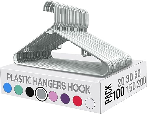 Vista 33 de Utopia Home Perchas de plástico, paquete de 30 unidades, perchas con ganchos, duraderas y ahorran espacio (negro)