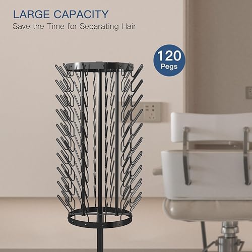 Miniatura 3 de Sunnacate Braiding Hair Rack with 120 Pegs, Rotatable Metal Flexible Height Adjustable Hair Rack for Braiding Hair Extension Holder Stand for