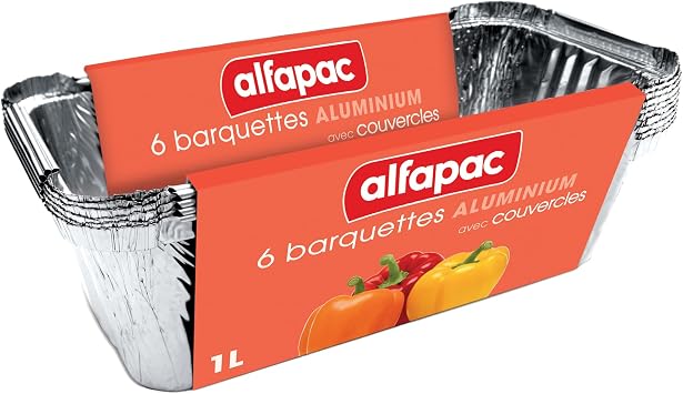Alfapac - 6 deep aluminium containers 1L with lid