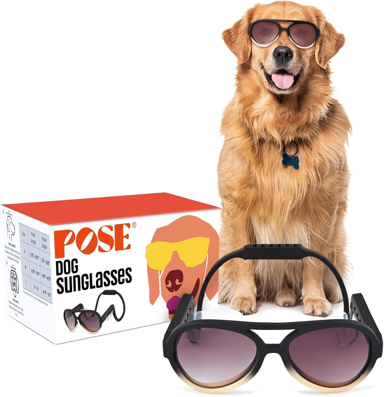 King Sunglasses for Dog - UV Protective Lenses, Debris Protection, Pannus Prevention, Invisible Chinstrap, Interchangeable Lenses, NYC Design - Sunrise, Medium