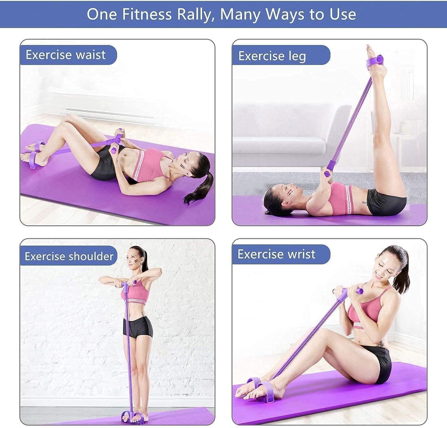 Qivela Natural Rubber Pull Reducer Training Bands with Pedal | 4-Tube Body Trimmer Resistance Band Exerciser for Yoga, Crossfit & Pilates | Stretch Bands for Arms, Legs, Booty & Full Body Workout 3