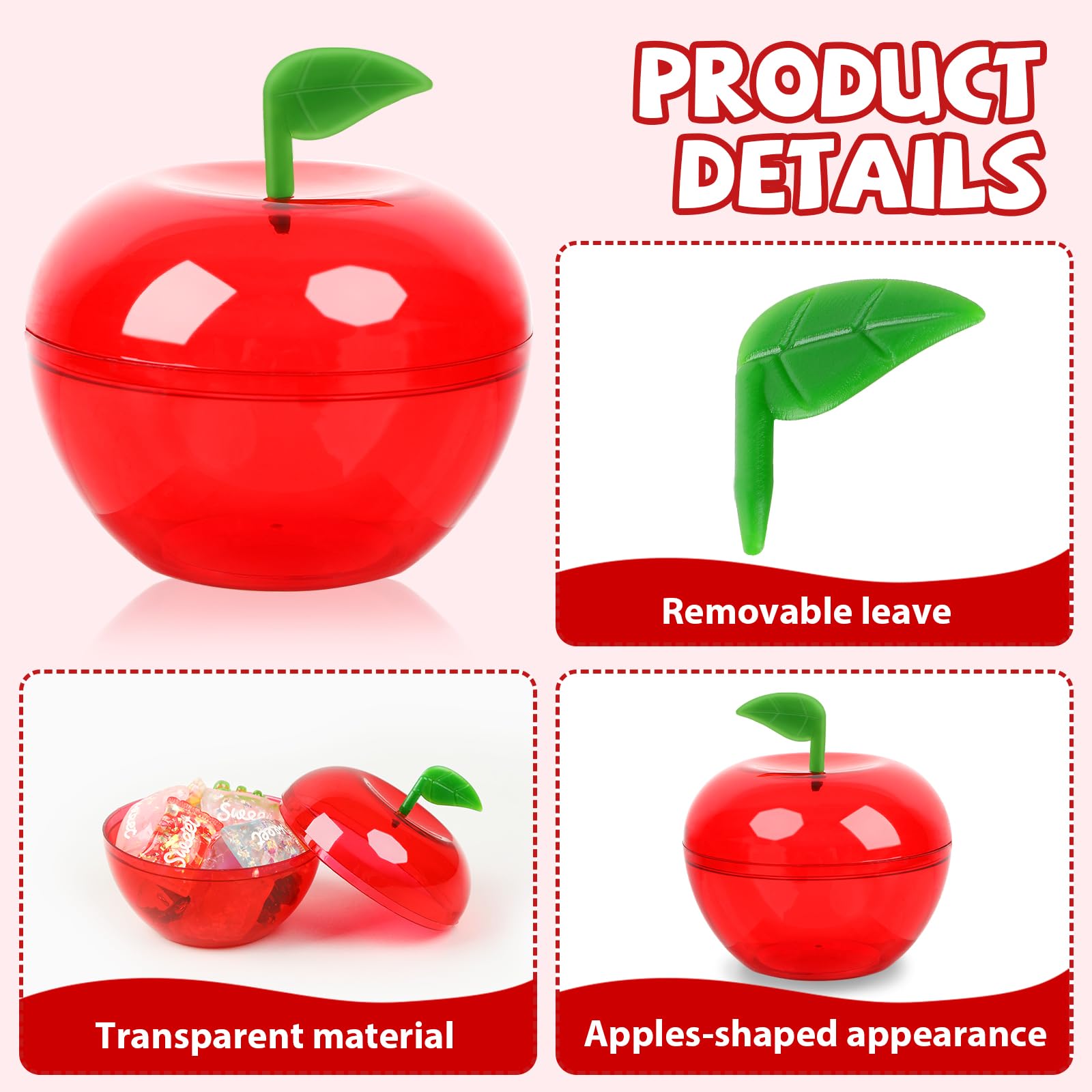 Amazon.com: Jansun 12 Pcs Plastic Apples Containers Teacher Gifts