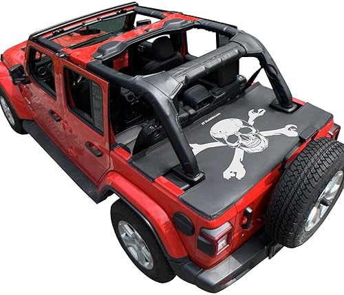 Miniatura 8 de Shadeidea Cubierta Tonneau compatible con Jeep Wrangler Cargo Cover JL 4 puertas JLU (2018-actual) cubierta trasera del maletero negro  Bandera