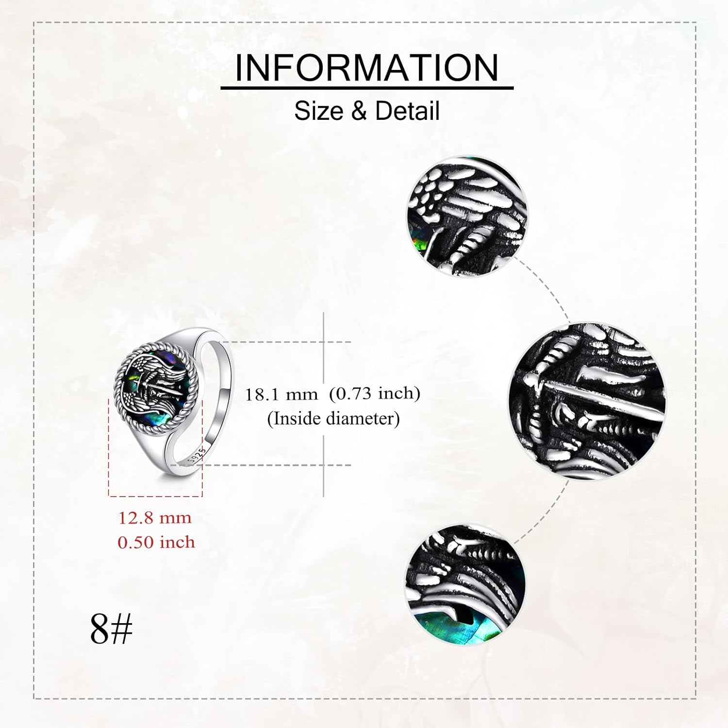 URONE St Michael Ring/Santa Muerte 925 Sterling Silver Archangel Michael Owl Grim Reaper Ring Catholic Jewelry for Men Women - Image 5