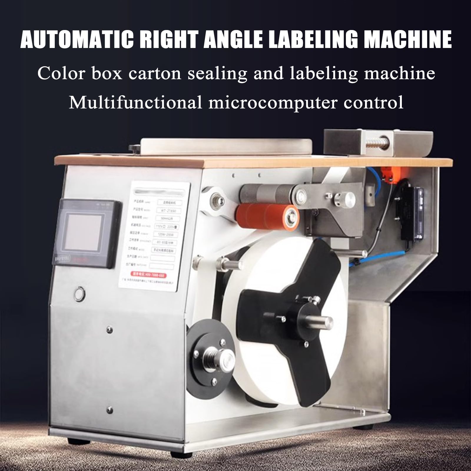 Macchina per Etichettatura ad Angolo Retto Automatica a Velocità Regolabile, Etichettatrice Angolare in Acciaio Inossidabile per Alimentare, Medicale, Elettronica - Soluzione di Etichettatura