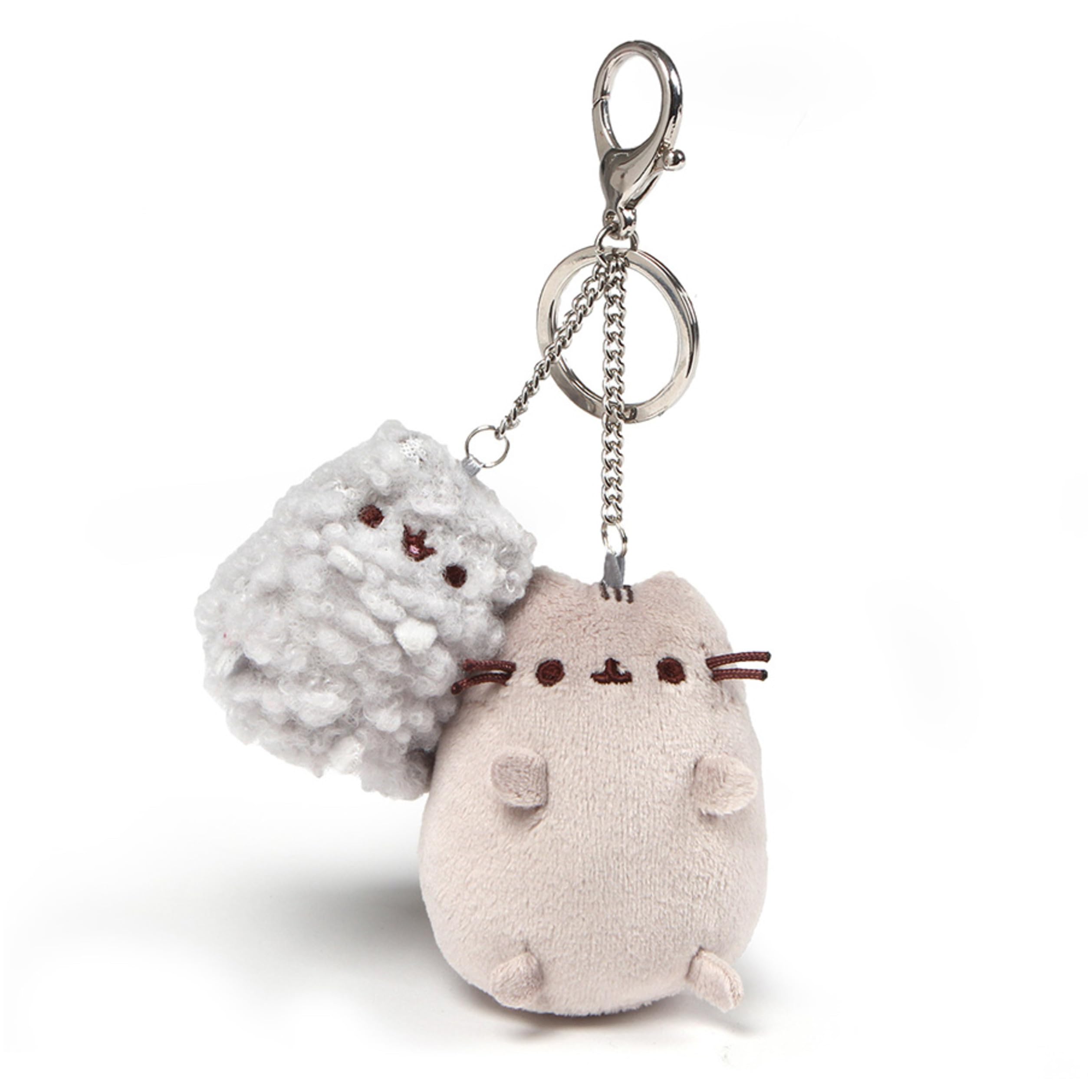 GUND Pusheen & Stormy Stuffed Animal Plush Deluxe Keychain Clip, Gray, 4.5"