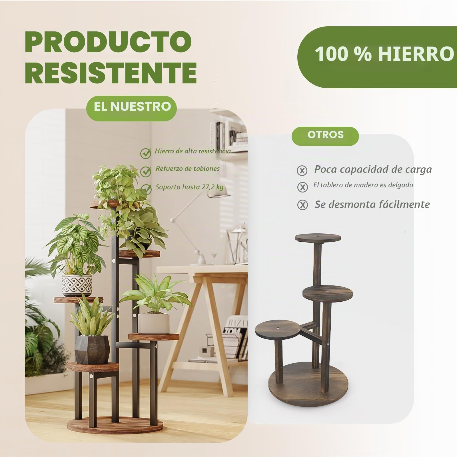 Bamworld Soporte Para Plantas De Madera, Escalera Para Flores, Estantería Para Plantas, Estantería De Flores, Escalera Para Flores Al Aire Libre, Resistente A La Intemperie, Estantería De 5 Niveles