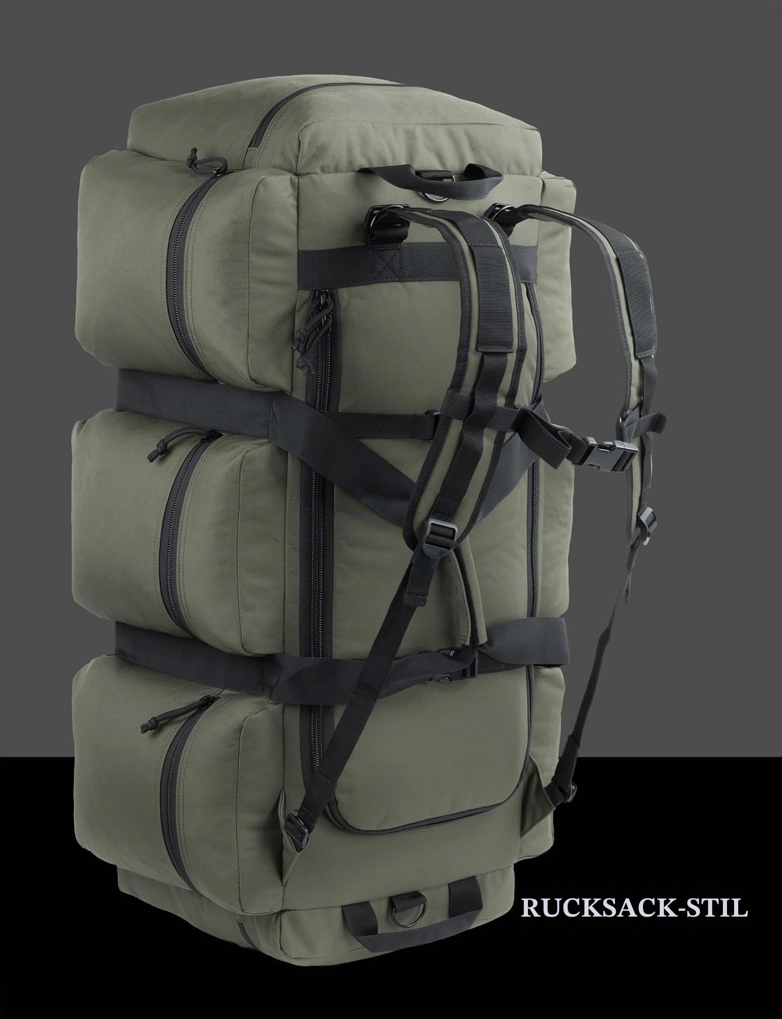 Große Militärische Reisetasche Seesack Army Stil Taktische und Sportausrüstungs-Ausrüstungstasche mit Militär-/Armee-Stil Rucksack Herren Schultergurte 100L