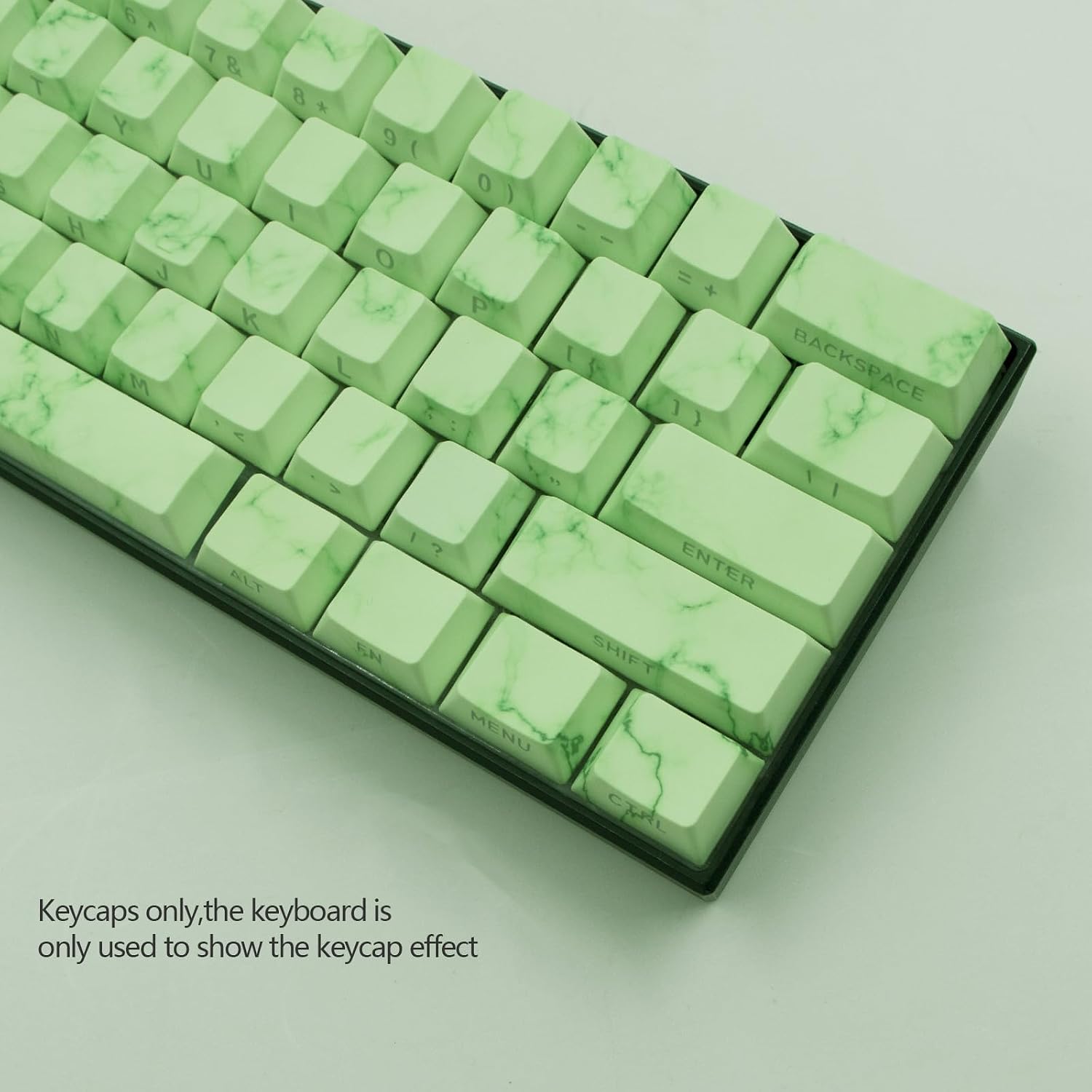 JSJT Green Keycaps,PBT Side-Printed Translucent Keycap 74 Keys Cherry Profile Keycap Set,for Cherry MX Switches 60/61/68 Mechanical Keyboard(Only Key Caps)