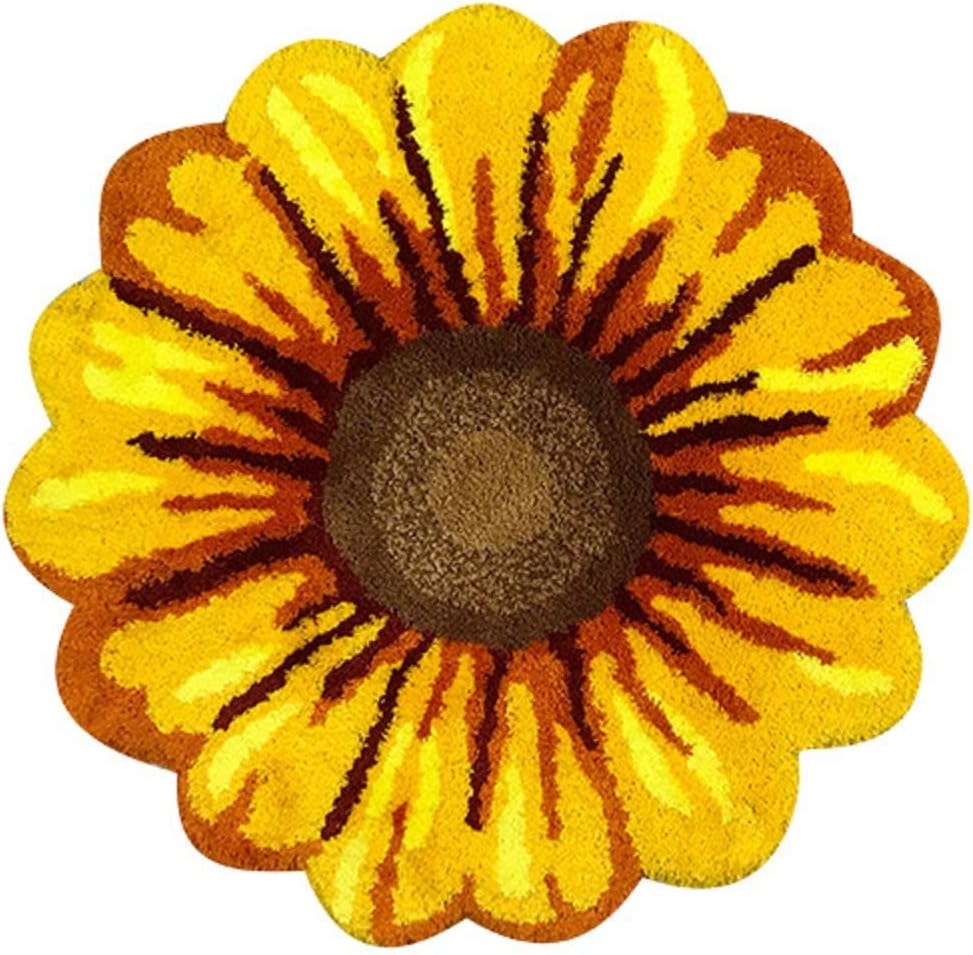 Sunflower Carpet Large Round Sunflower Bedroom Rug Non Slip