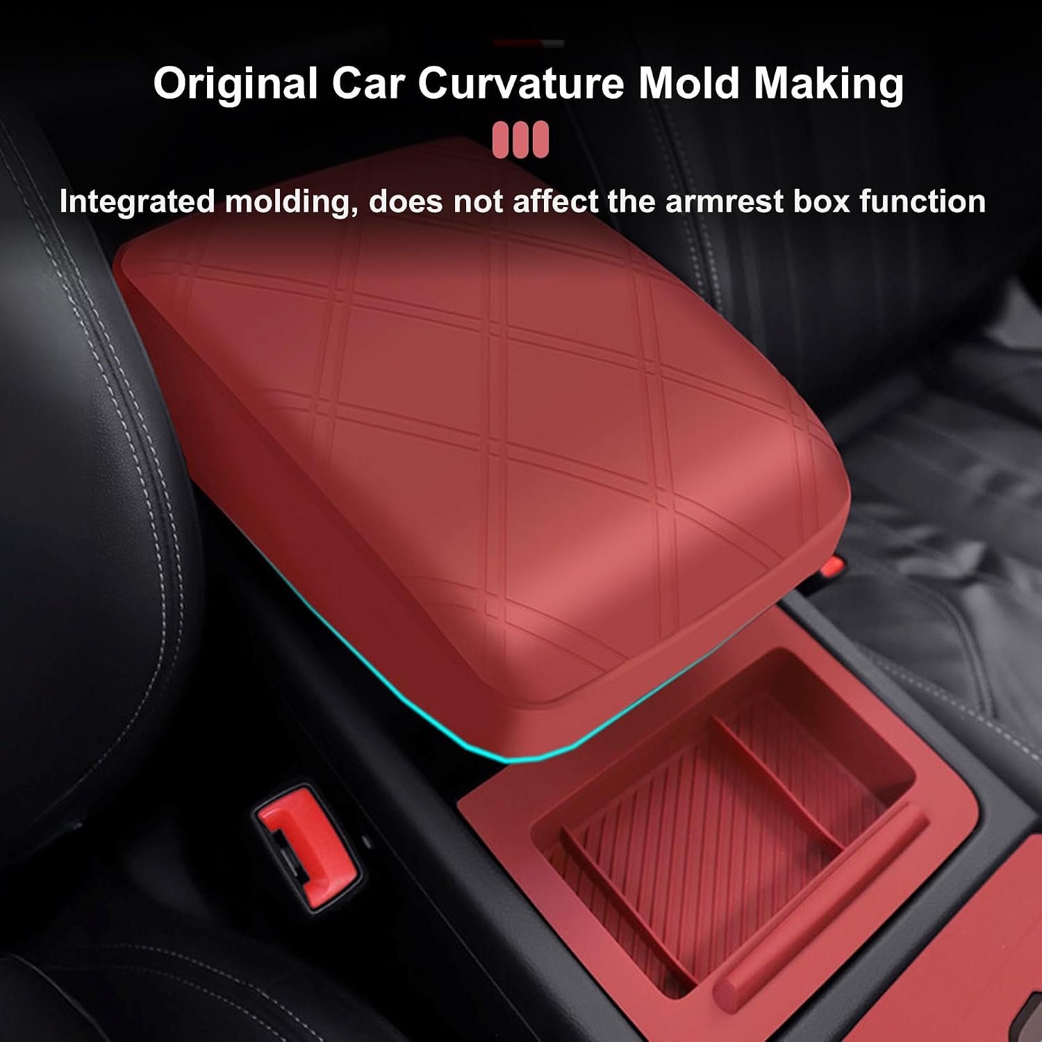 Silicone Armrest Cover Compatible with Audi Q5 2018-2025, Non-Slip Center Console Cover Arm Rest Protector for Audi Q5/SQ5 2018 2019 2020 2021 2022 2023 2024 2025 Interior Accessories (Red)