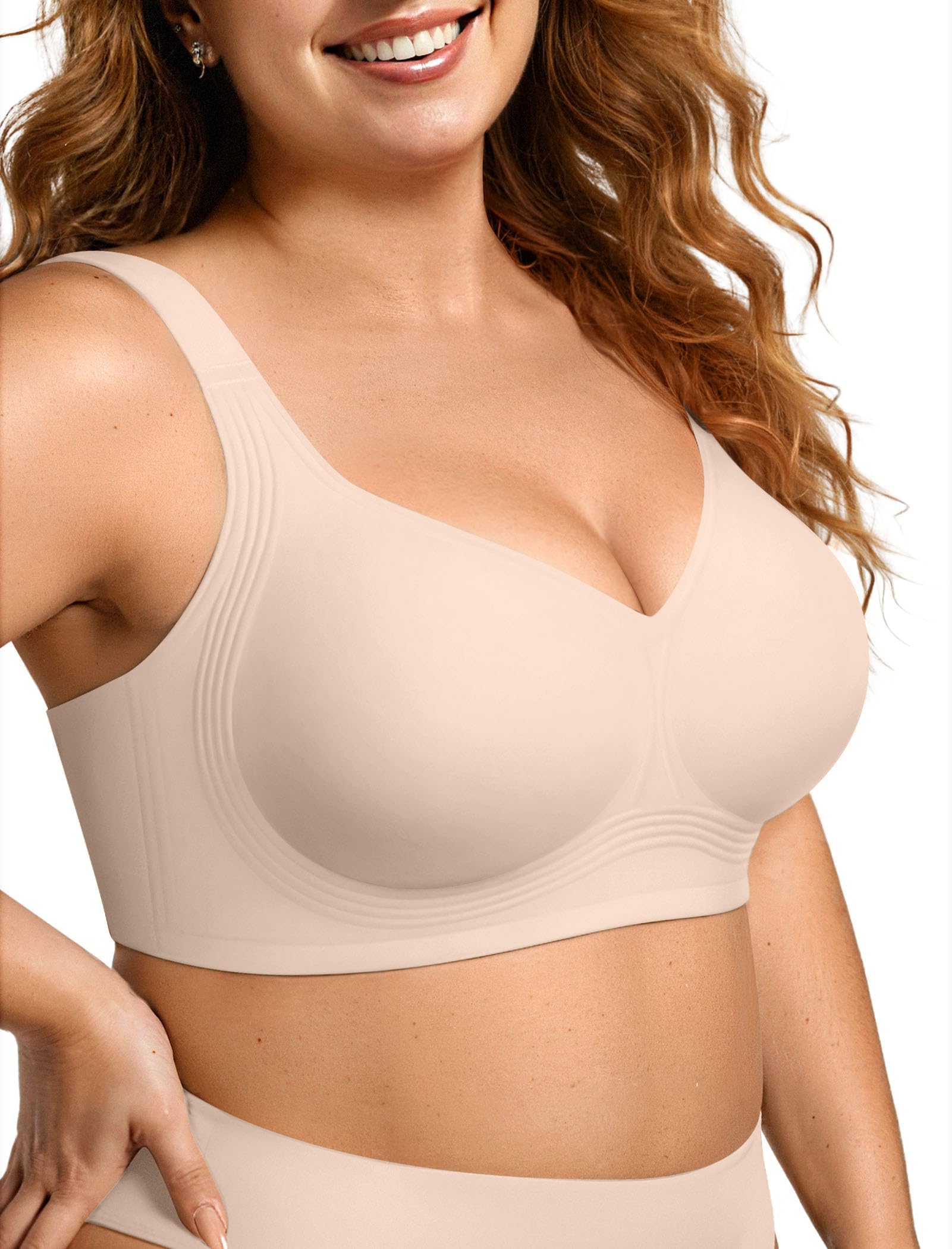 OEAK Womens Wireless Jelly Bra Plus Size Supportive Seamless Bras Full Coverage Push Up Comfortable No Underwire Tshirt