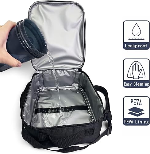 Miniatura 5 de Lonchera para niños, bolsa de almuerzo aislada para niñas y niños, bolsa de almuerzo de fútbol Space Galaxy con correa para el hombro, lonchera