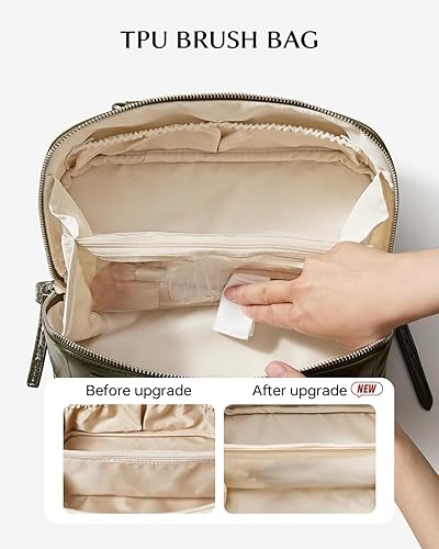 Miniatura 180 de EACHY - Bolsa de maquillaje de viaje, bolsa de cosméticos de gran capacidad para mujeres, portátil, impermeable, bolsa de aseo plana abierta