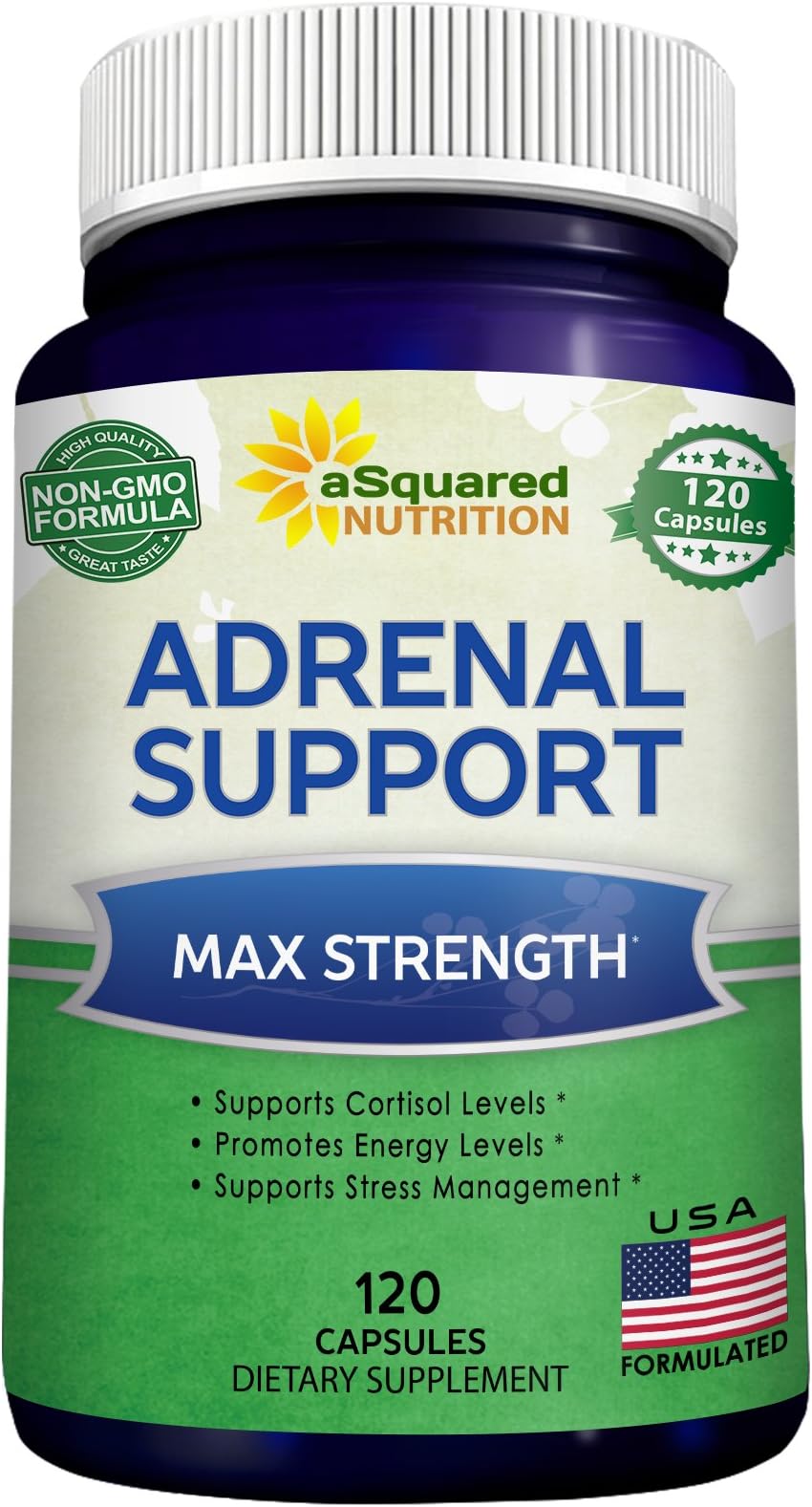 Adrenal Support & Cortisol Manager Supplement (120 Capsules)-Adrenal Health w/Vitamin C Complex Pills to Support Fatigue & Stress Relief-Ashwagandha, L-Tyrosine, Rhodiola & Ginseng