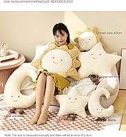 Vista 2 de Almohada de sofá con diseño de luna, estrella y sol Almohada decorativa de soporte lumbar Almohada decorativa suave de felpa (38,1 cm, Luna)