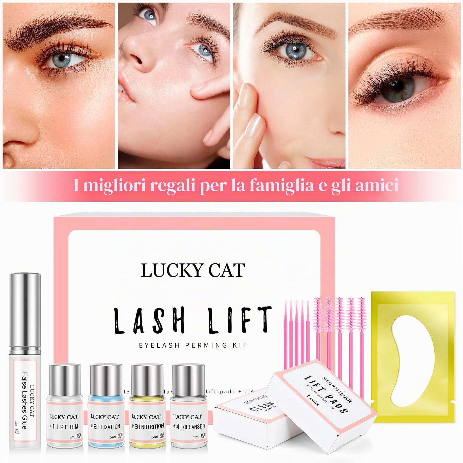 Kit Laminazione Ciglia,Aggiornato Permanente per Ciglia Lifting Set,Professionale Lash Lift Kit, L'estensione delle Lash,Durata 6-8 Settimane,Ideale per Salone e Domestico