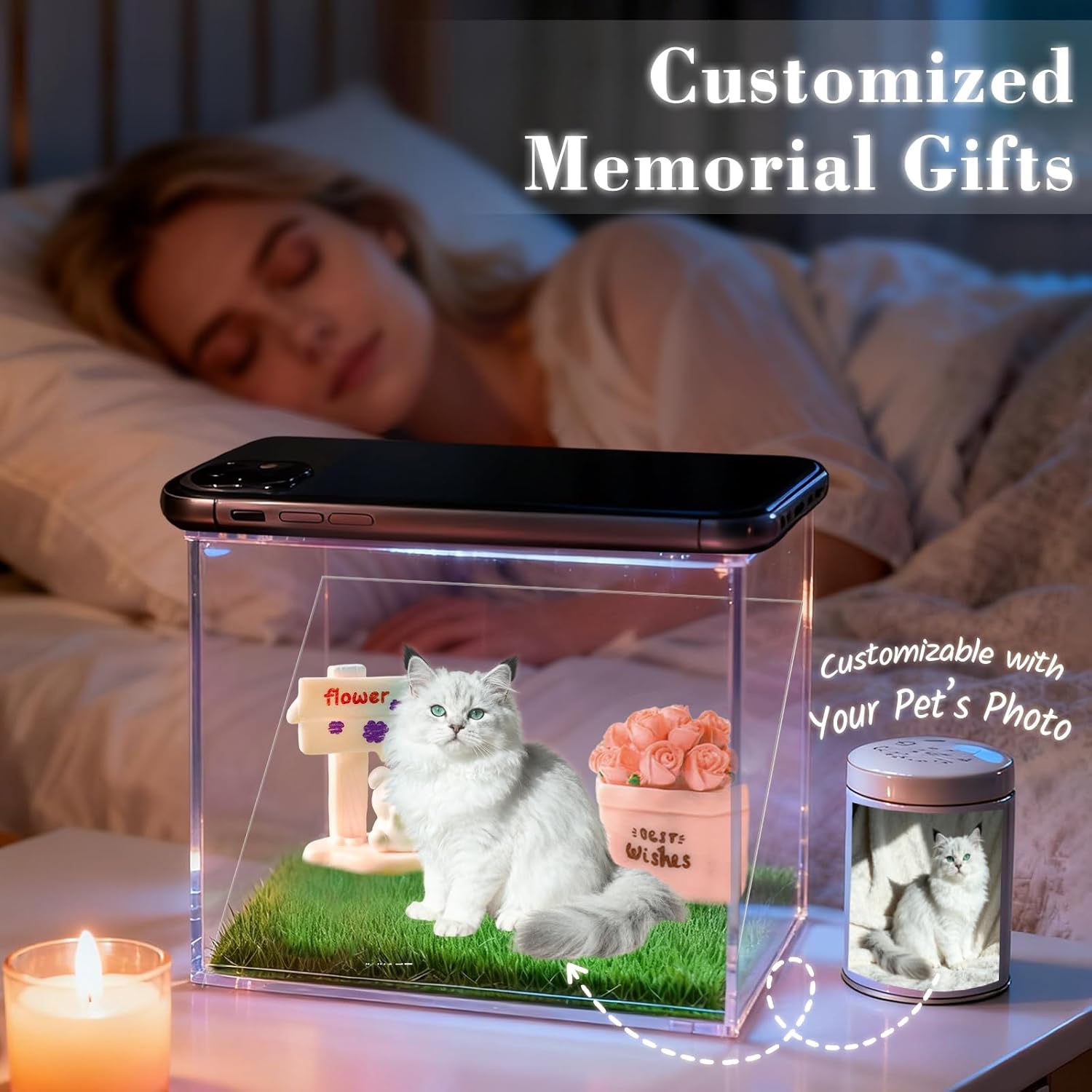 Personalized 3D Holographic Pet Memorial Box Custom Dog Memorial Gifts Customized Pet Hologram Dog House with Name High-Transmittance Display for Pet Lovers, Desktop Ornaments - Image 4