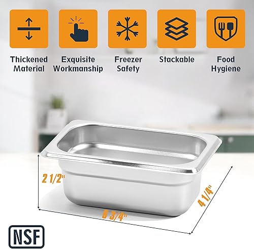 Miniatura 2 de FUSON Paquete de 4 bandejas de vapor antiatascos de 19 de tamaño 2 12 pulgadas de profundidad, NSF, bandeja de vapor comercial de acero inoxidable