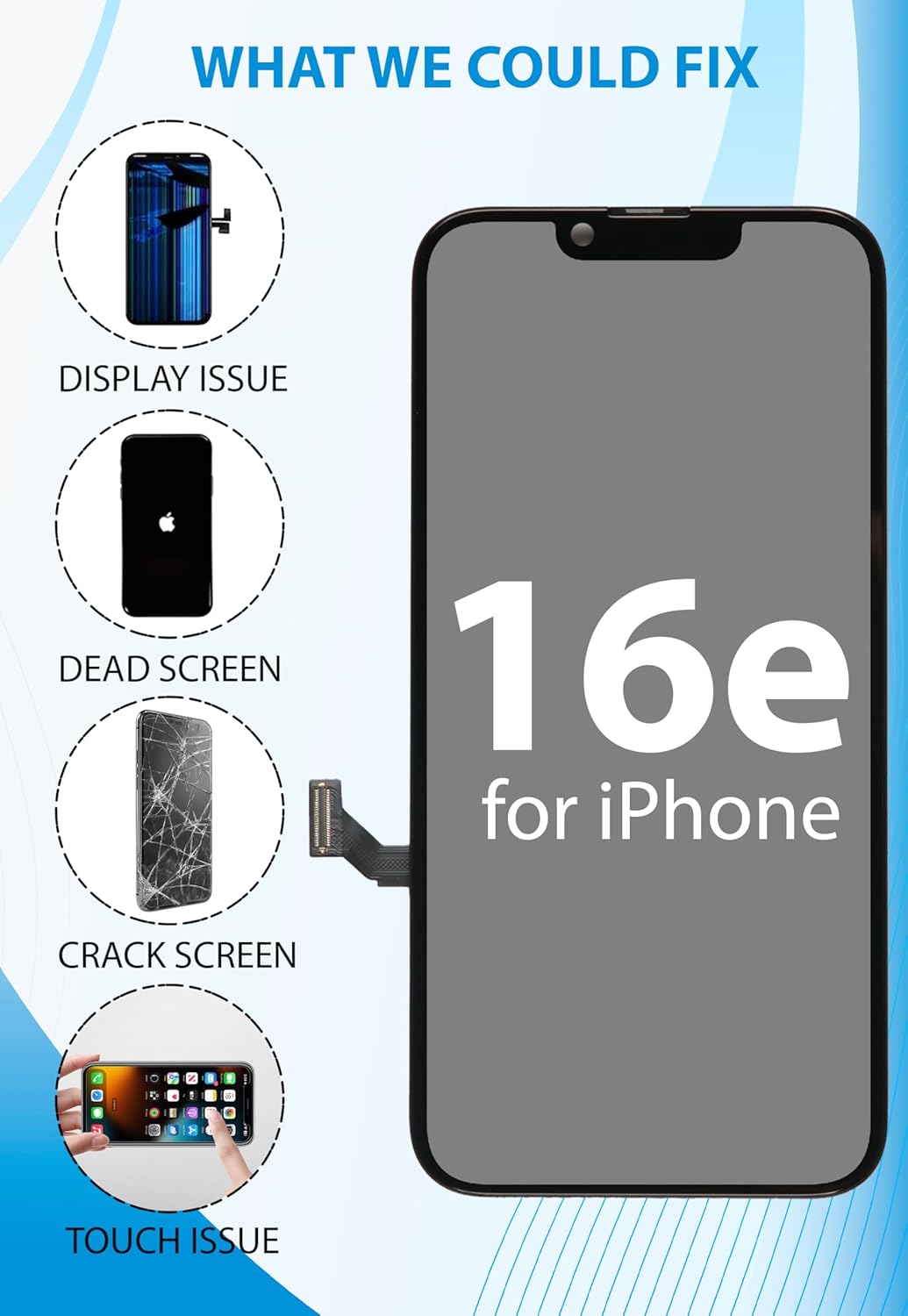 Types of issues fixable by Ayake iPhone 16e screen replacement