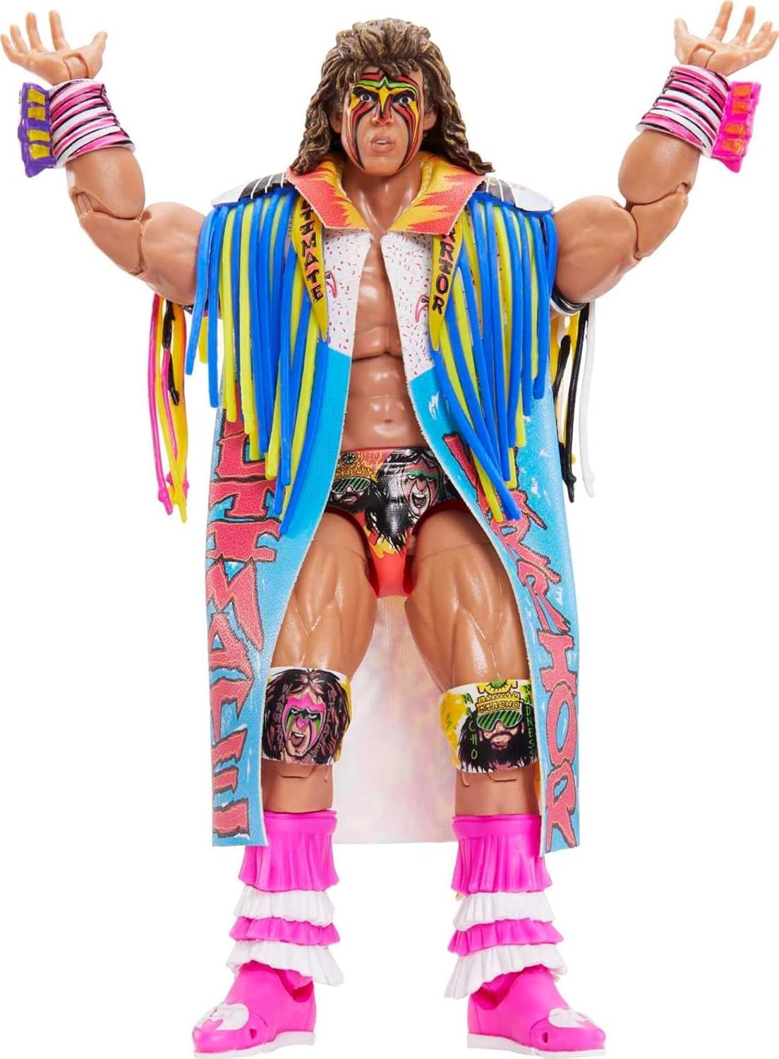 Mattel WWE Ultimate Edition Action Figure & Accessories Set, Warrior 6-inch Collectible with 30 Articulation Points, Swappable Pieces & Entrance Gear